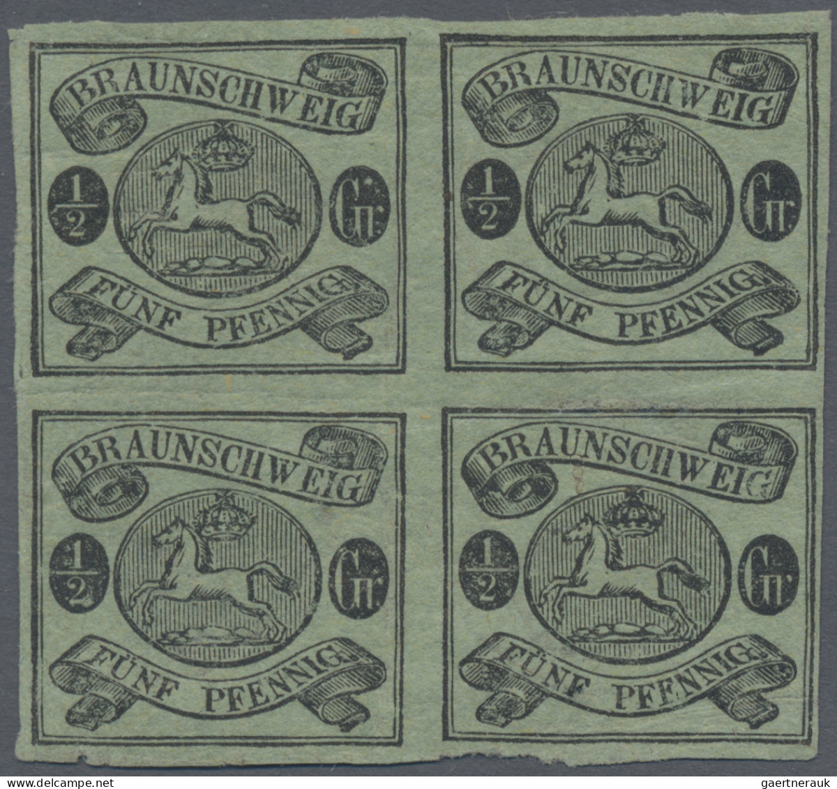 Braunschweig - Marken Und Briefe: 1863, ½ Gr Schwaz Auf Grün, Dünner Papier, Pos - Braunschweig