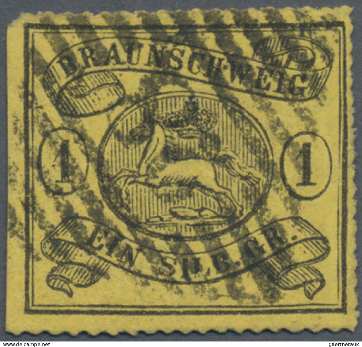 Braunschweig - Marken Und Briefe: 1864, 1 Sgr. Schwarz Auf Lebhaftgraugelb, Boge - Brunswick