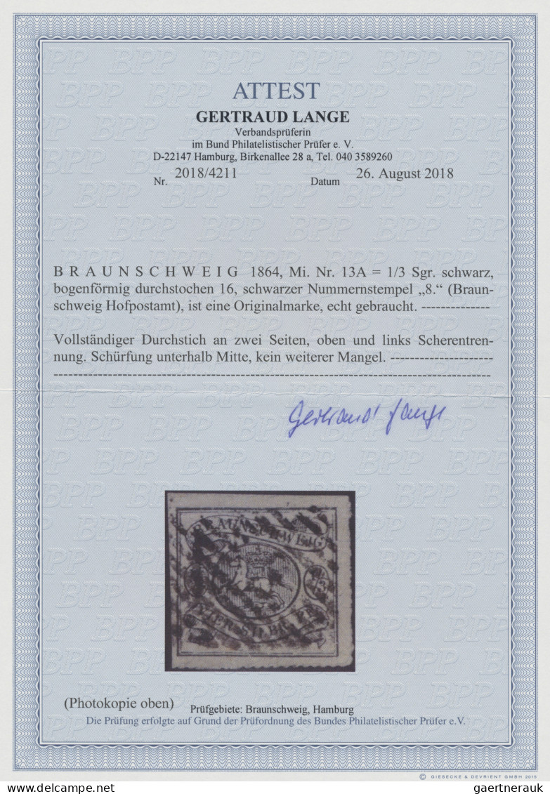 Braunschweig - Marken Und Briefe: 1864, 1/3 Sgr "Wappen" Mit Bogenförmigem Durch - Brunswick