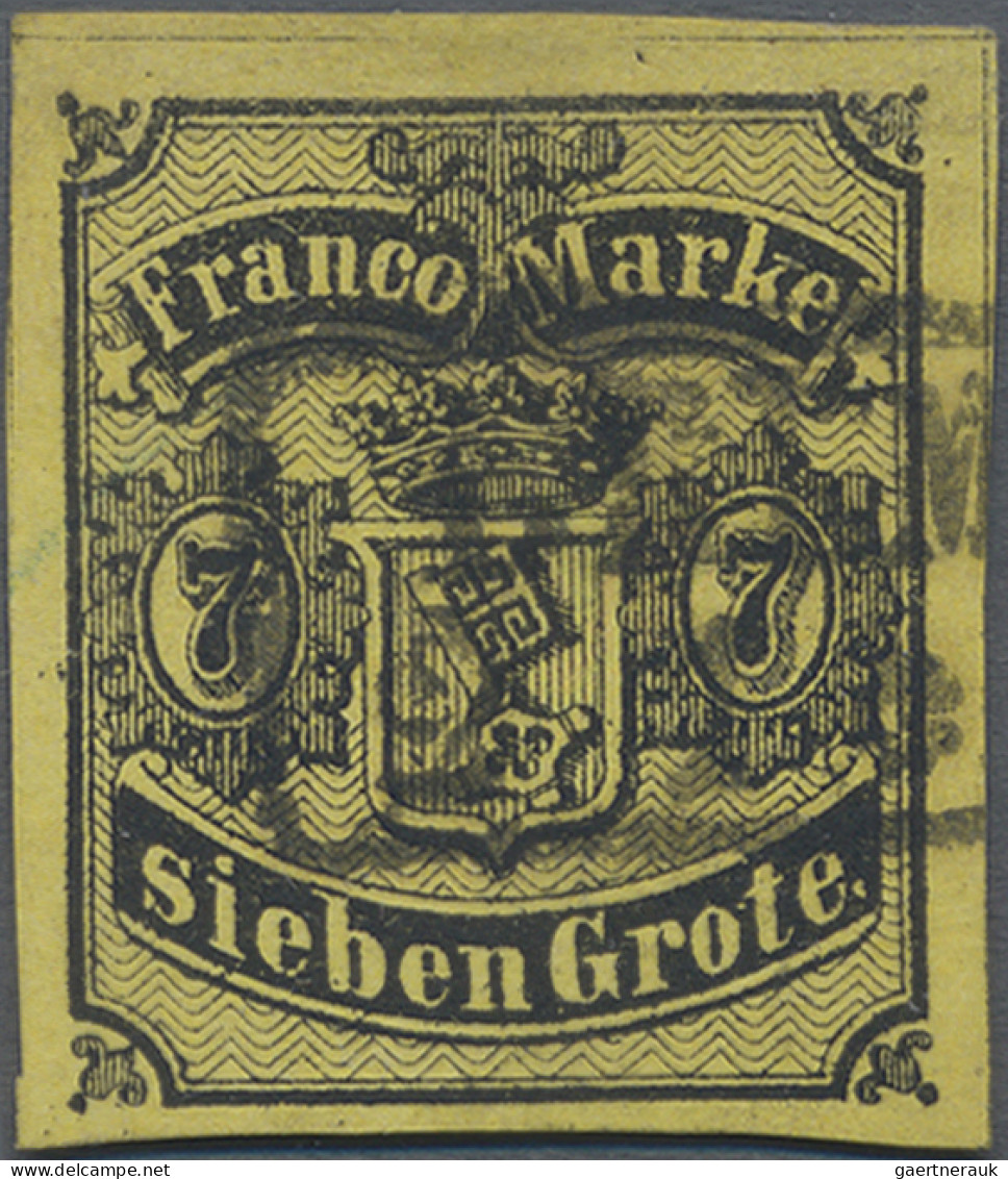 Bremen - Marken Und Briefe: 1860, 7 Gr Schwarz Auf Dickerem Papier, Sauber Entwe - Bremen