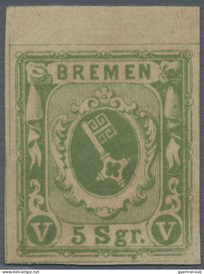 Bremen - Marken Und Briefe: 1859, 5 Sgr Dunkelolivgrün, Postfrisch, Einwandfreie - Brême