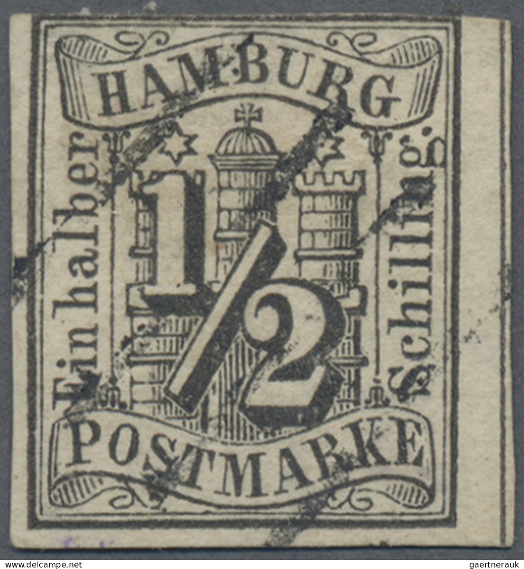 Hamburg - Marken Und Briefe: 1859, ½ S Wappen, Dreiseitig Voll- Bis Breitrandige - Hambourg