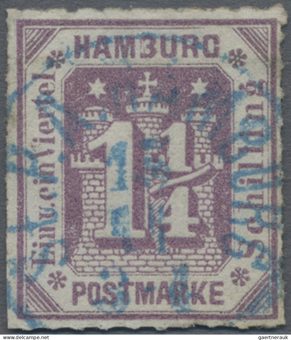 Hamburg - Marken Und Briefe: 1866, 1 1/4 S Grauviolett Mit Seltenem PF Auf Feld - Hamburg