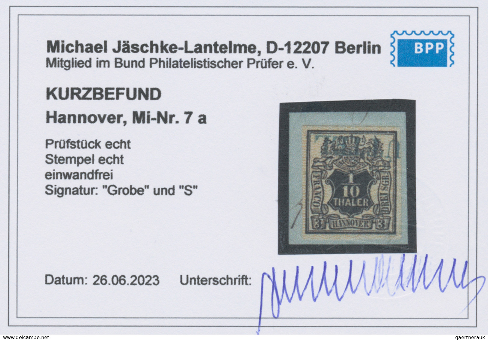 Hannover - Marken Und Briefe: 1855, 1/10 Th. Schwarz/orange, Prachtbriefstück, M - Hannover