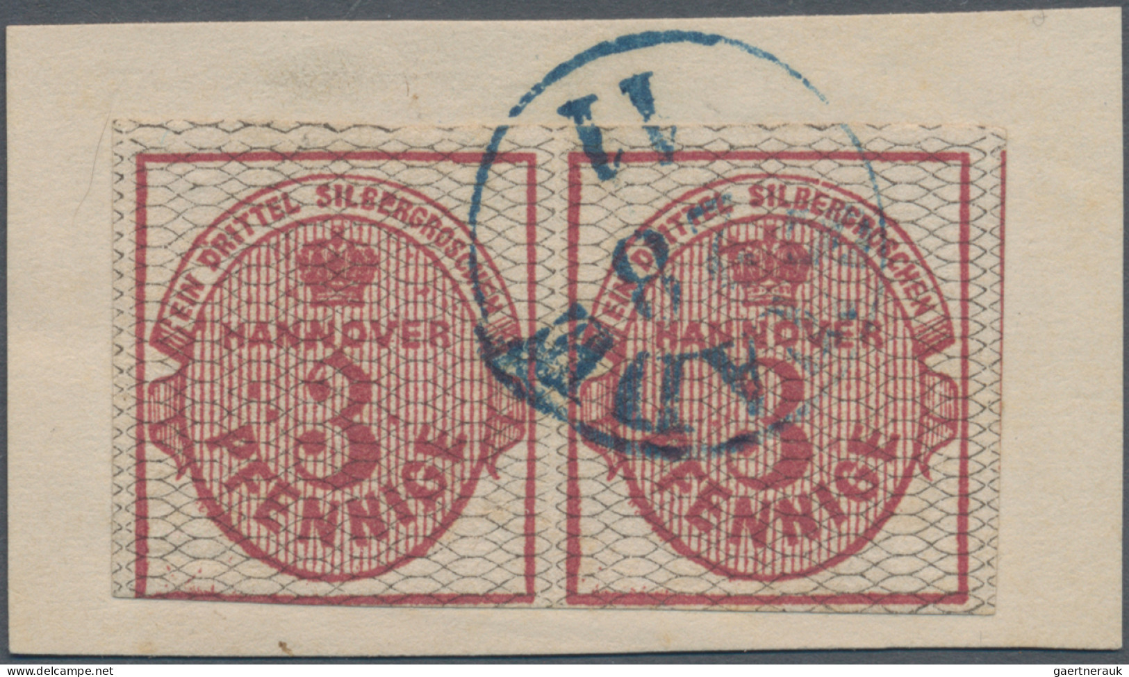 Hannover - Marken Und Briefe: 1856/57, 3 Pfg. Karmin/schwarz, Waagerechtes Paar, - Hannover