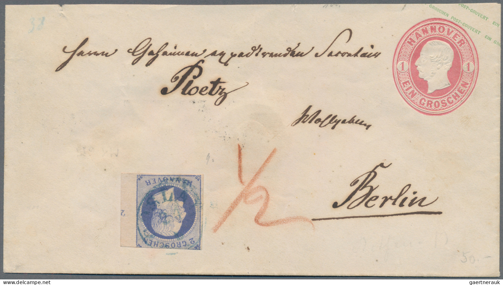Hannover - Marken Und Briefe: 1859, 2 Gr Blau, Rechts Mit Bogenrand, Bogenrandnu - Hanovre