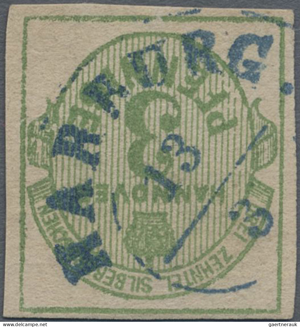 Hannover - Marken Und Briefe: 1863, 3 Pfg (dunkel)grünoliv, Geschnitten, Mit Zwe - Hanover