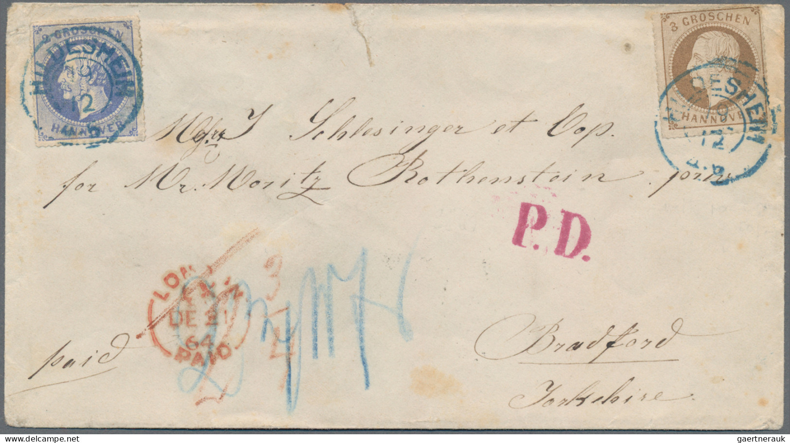 Hannover - Marken Und Briefe: 1864, 2 Gr. Blau Mit 3 Gr Braun Auf Tarifgerechtem - Hanover