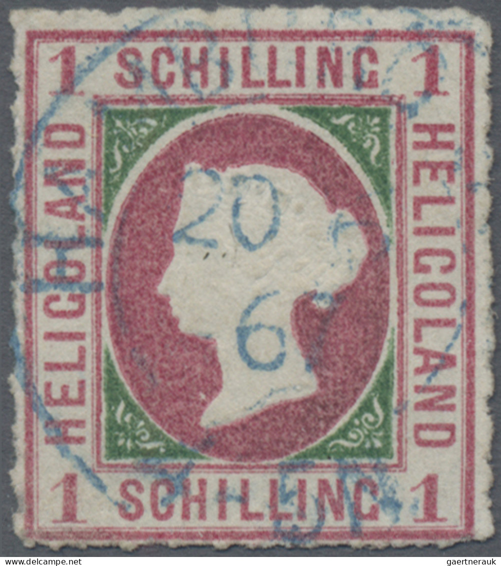 Helgoland - Marken Und Briefe: 1867, 1 S Durchstochen Mit Seltenem Blauen K2 "HA - Héligoland