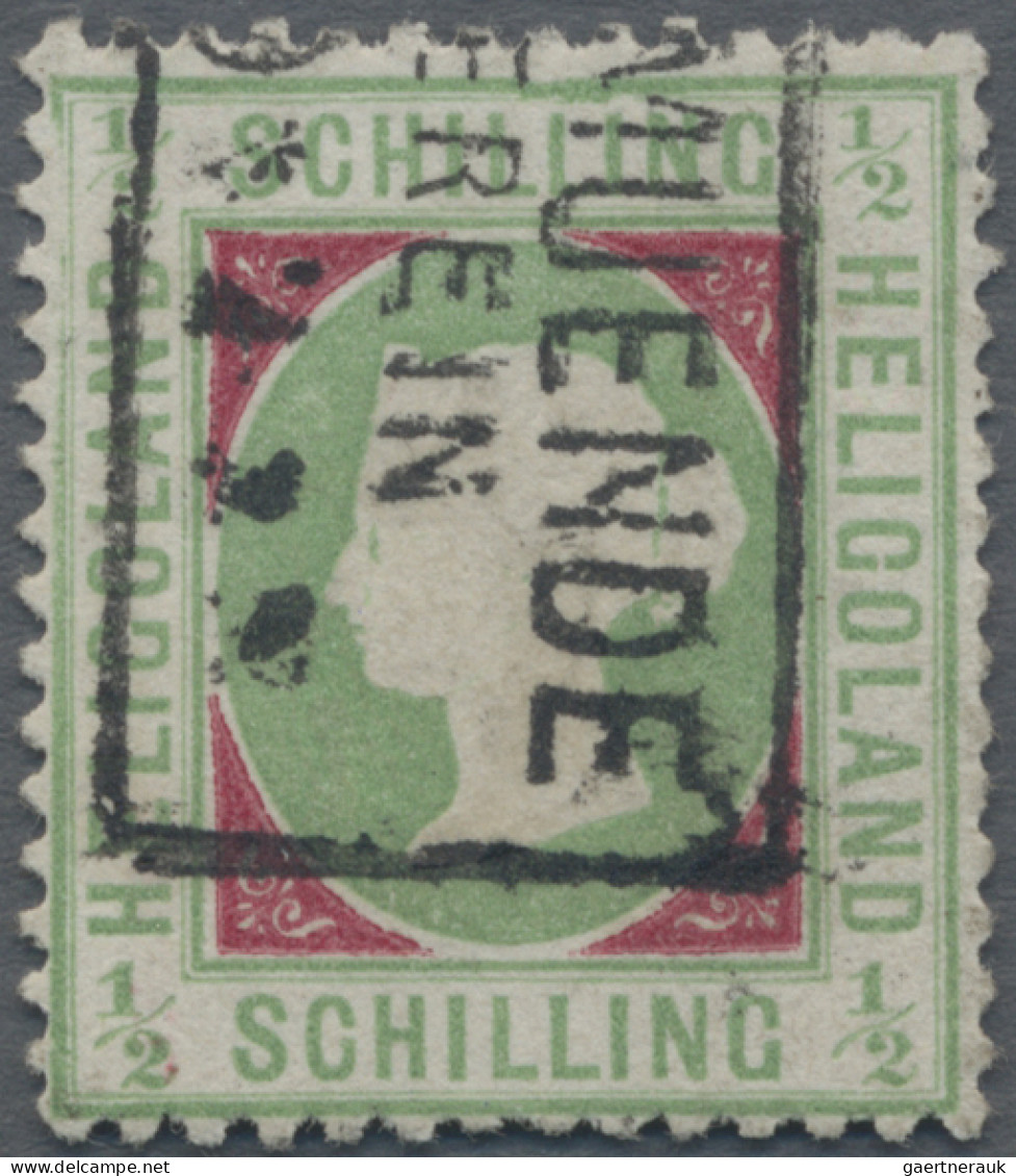 Helgoland - Marken Und Briefe: 1869, ½ Sch. Blaugrün/dunkelkarmin, Sauber Entwer - Héligoland