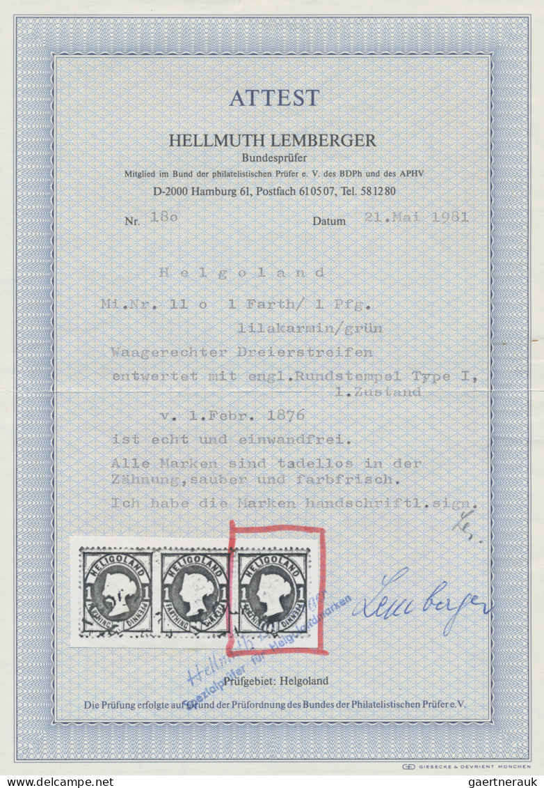 Helgoland - Marken Und Briefe: 1875, 1 Pf Lilakarmin/dunkelgrün, Farbfrisch Und - Helgoland