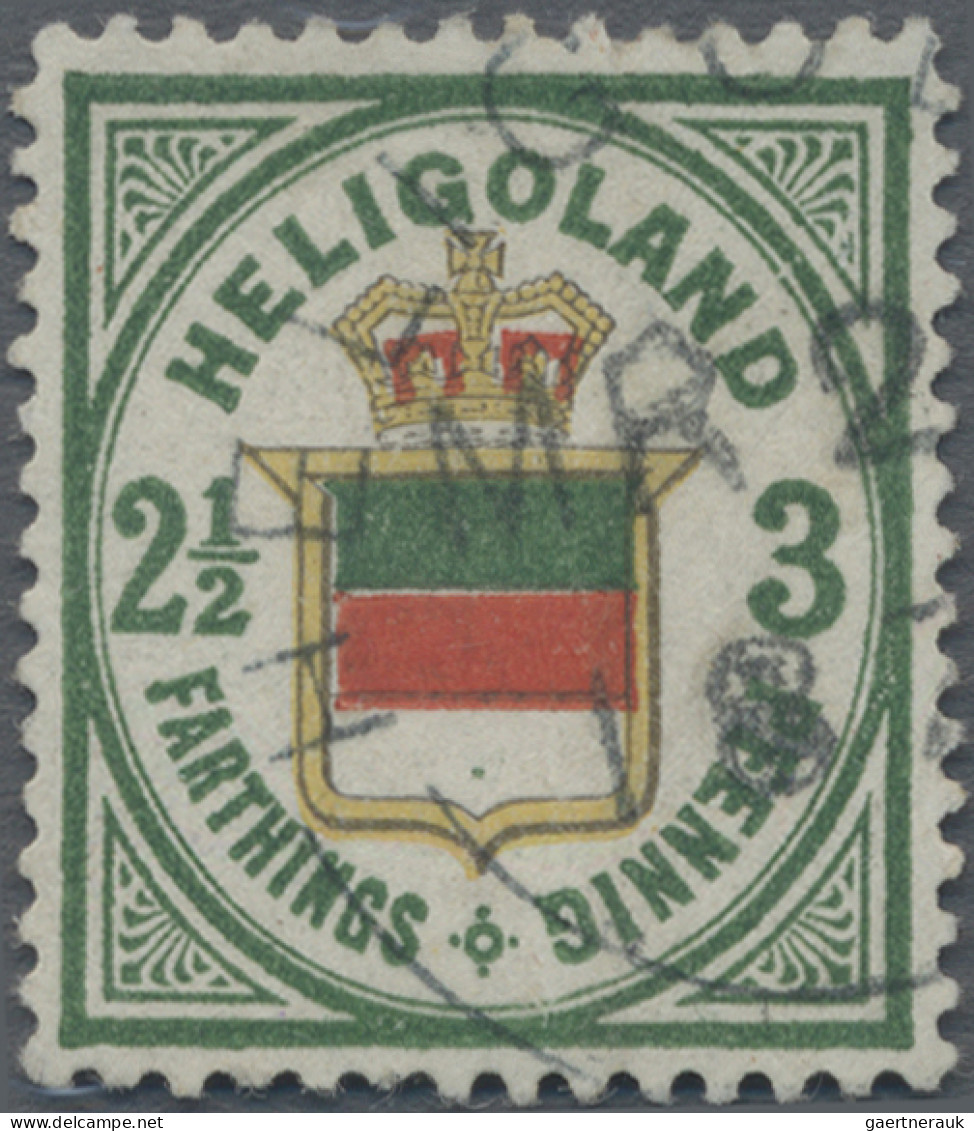 Helgoland - Marken Und Briefe: 1877, 2 1/2 F/3 Pf Dkl'grün/zinnoberrot/gelb, Ent - Helgoland