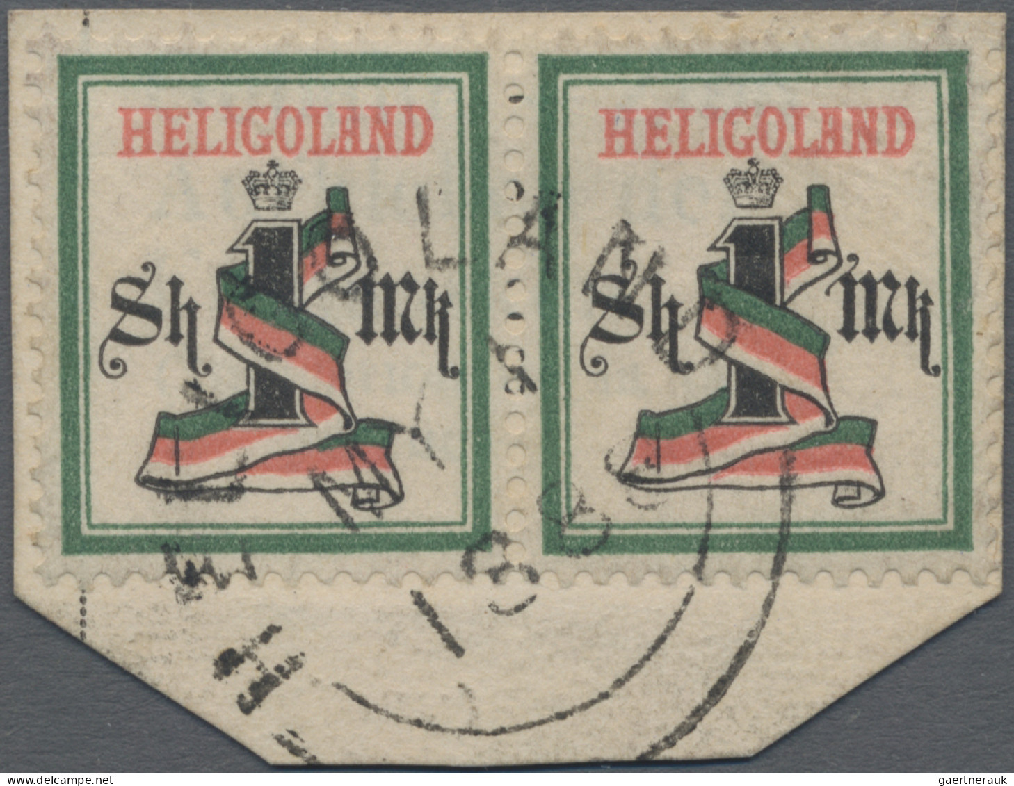 Helgoland - Marken Und Briefe: 1879, 1 Sh/1 M Grün/schwarz/rosa Im Waagerechten - Heligoland