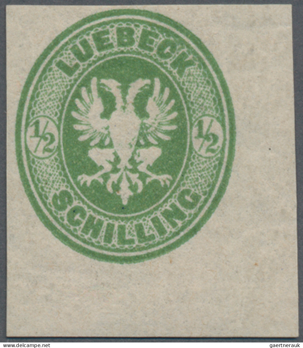 Lübeck - Marken Und Briefe: 1872, ½ S Dunkelgelblichgrün, Geschnittener Neudruck - Lübeck