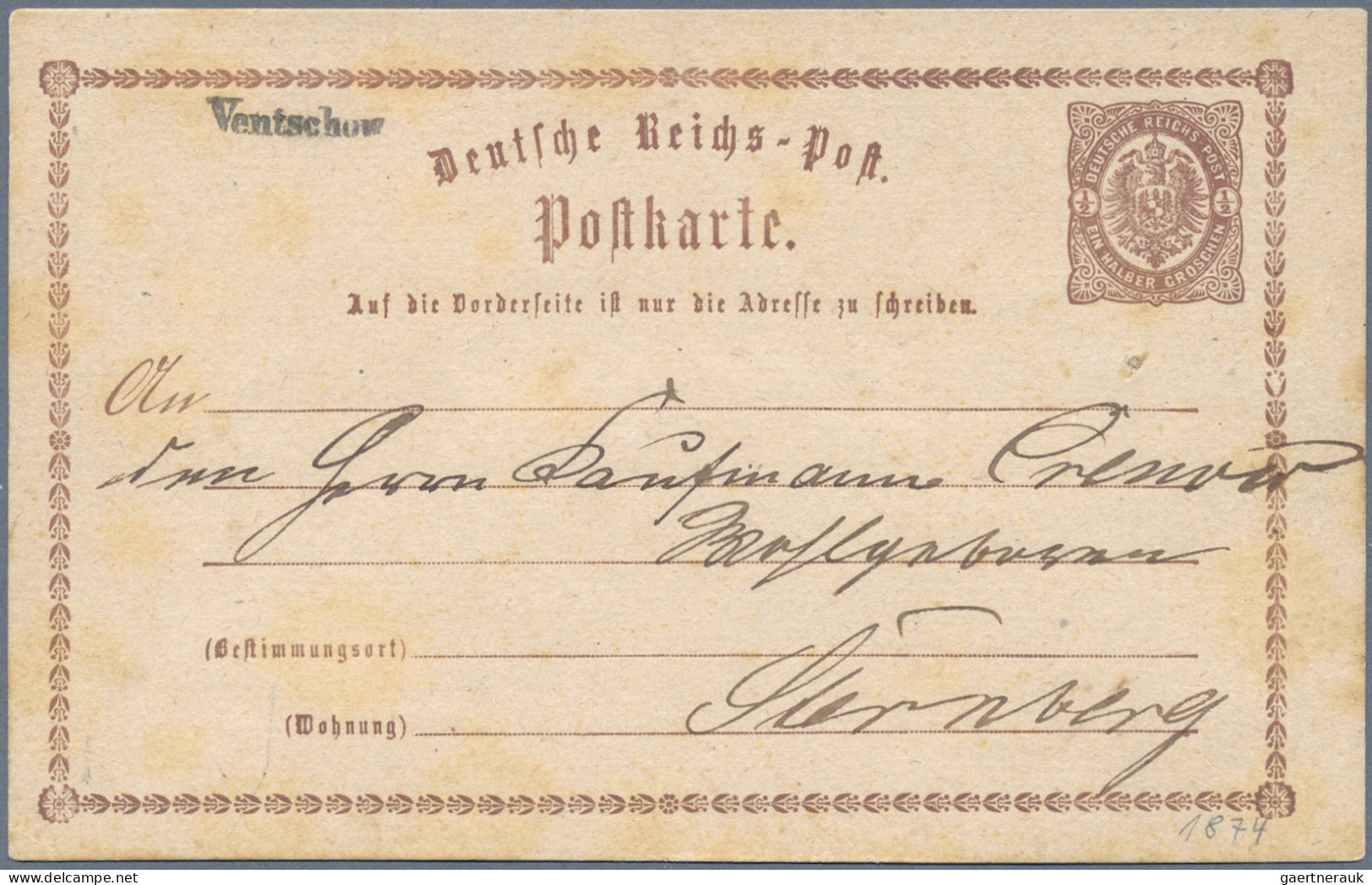 Mecklenburg-Schwerin - Nachverwendete Stempel: 1874, "Ventschow", Kleiner Postüb - Mecklenburg-Schwerin