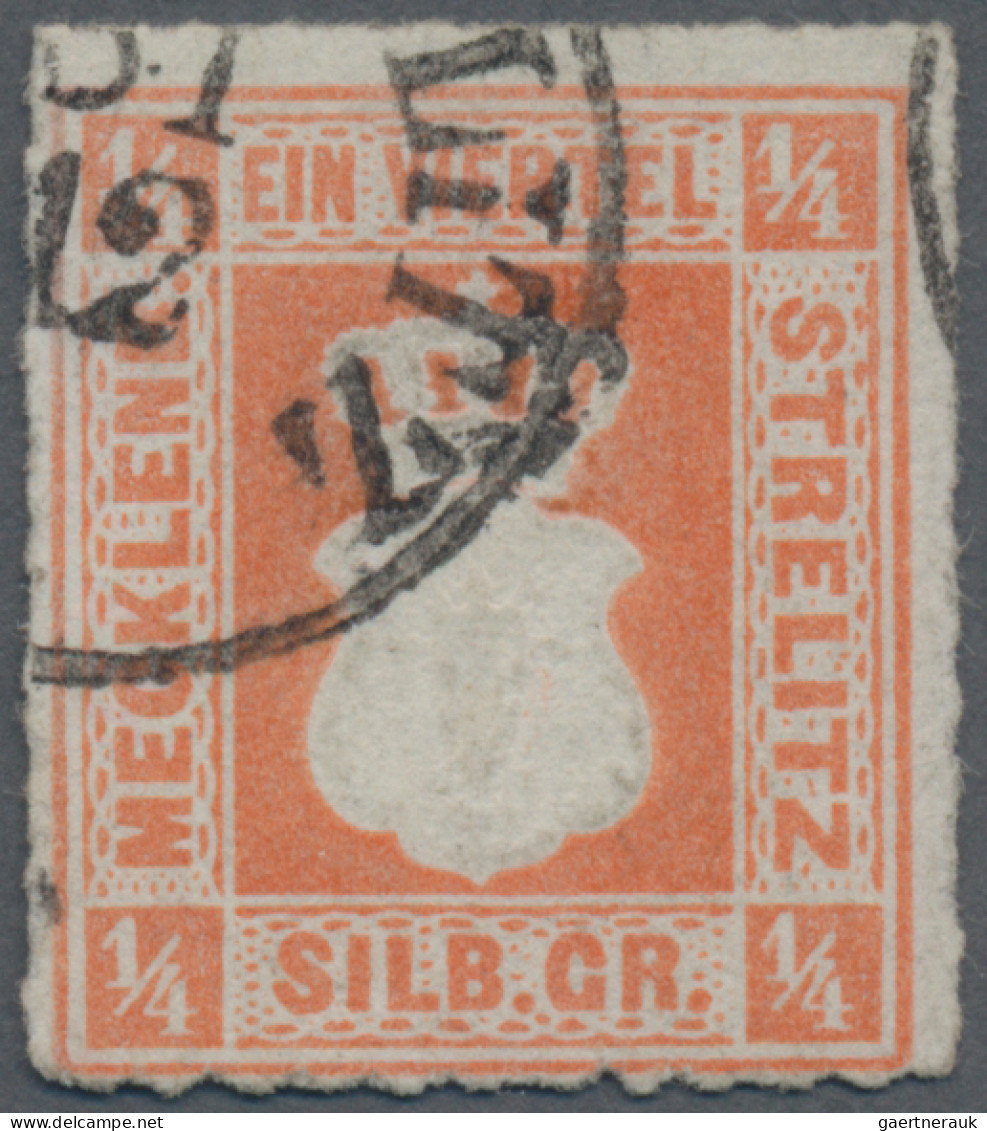 Mecklenburg-Strelitz - Marken Und Briefe: 1864, 1/4 Sgr. Schwärzlichrotorange, K - Mecklenbourg-Strelitz