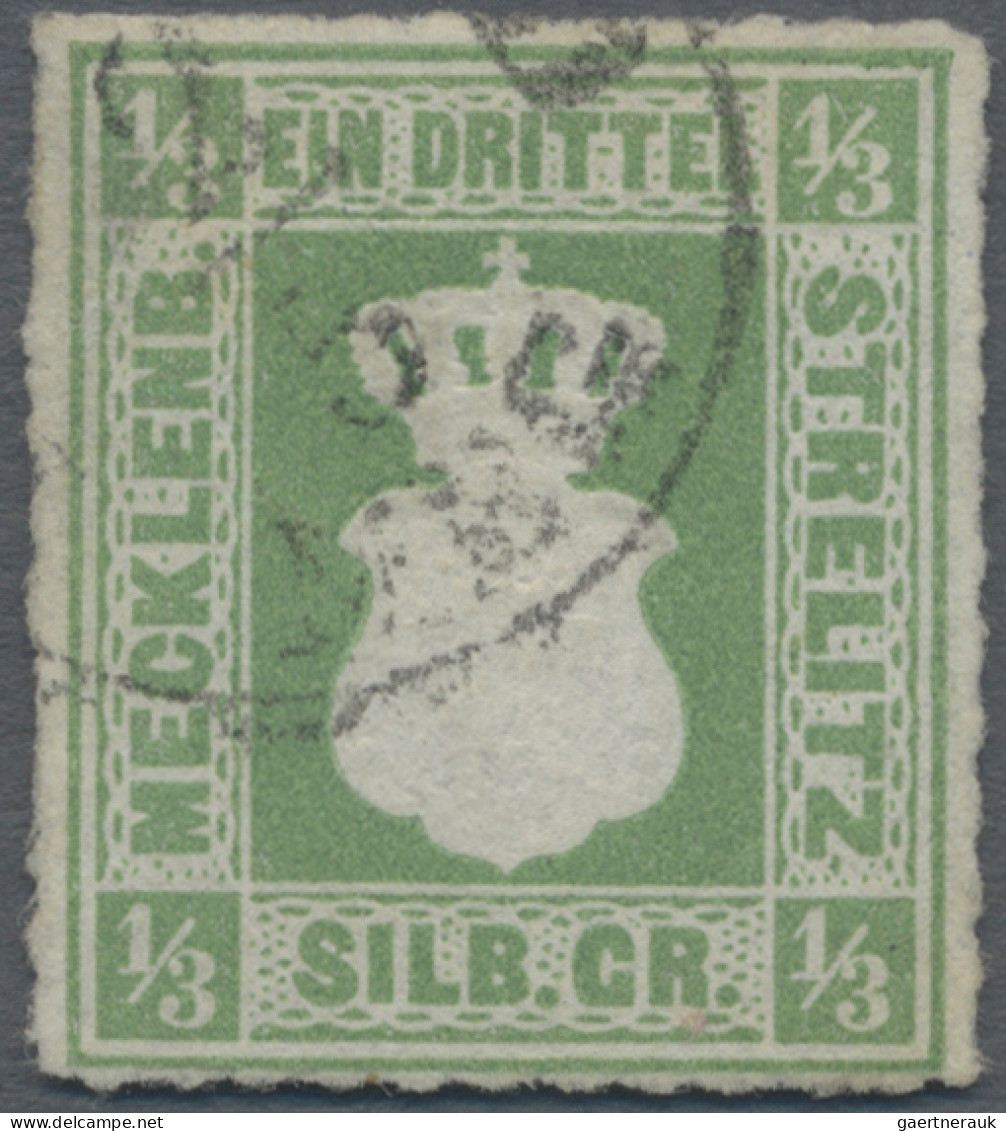 Mecklenburg-Strelitz - Marken Und Briefe: 1864, 1/3 Sgr. Olivgrün, Winzige Sandk - Mecklenburg-Strelitz