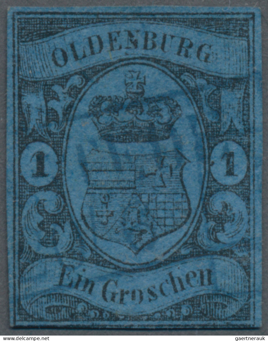 Oldenburg - Marken Und Briefe: 1859, 1 Gr. Indigo, Die Seltenste Farbnuance, Tie - Oldenburg