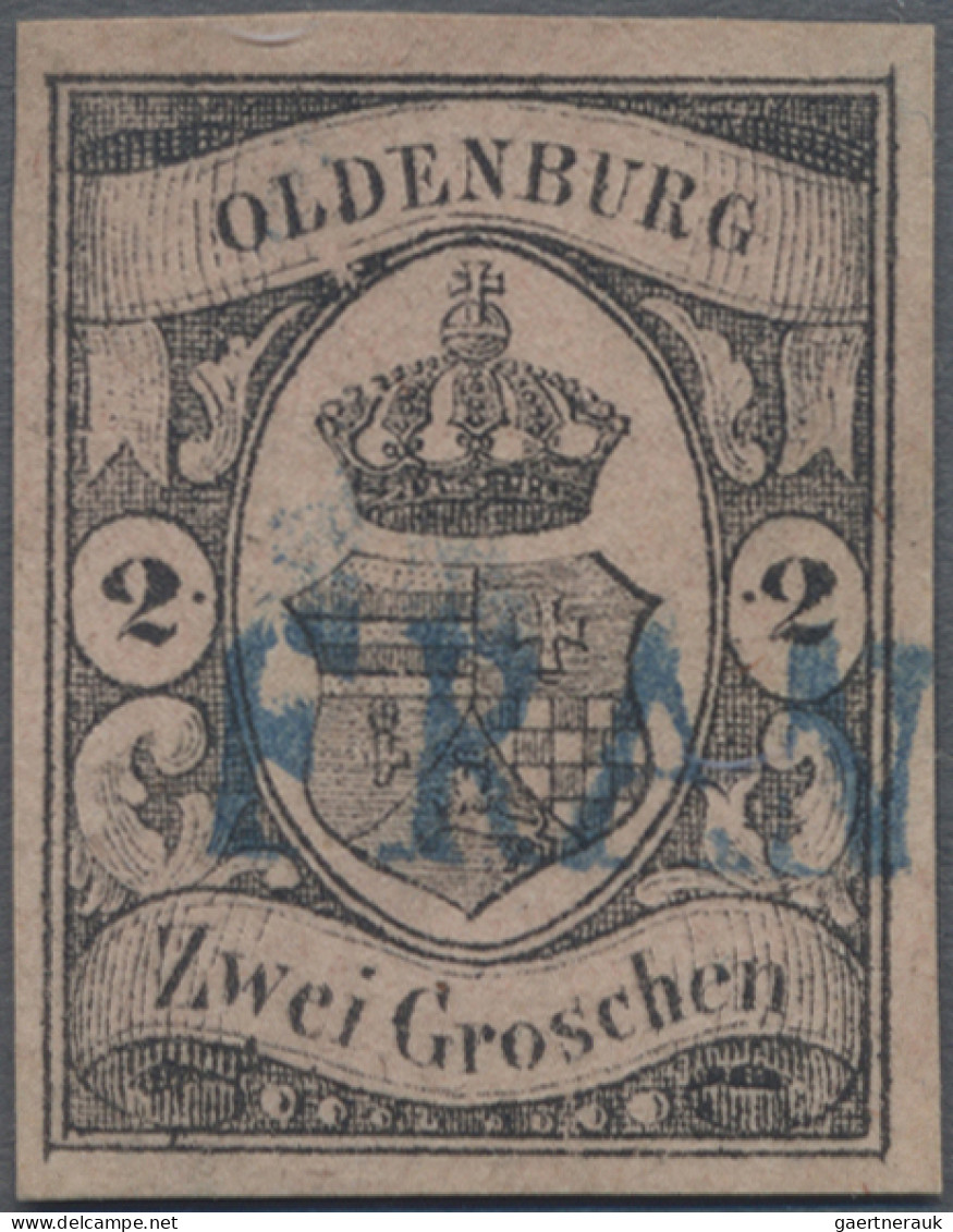 Oldenburg - Marken Und Briefe: 1859, 2 Gr Schwarz Auf Rosa, Allseits Voll- Bis B - Oldenbourg