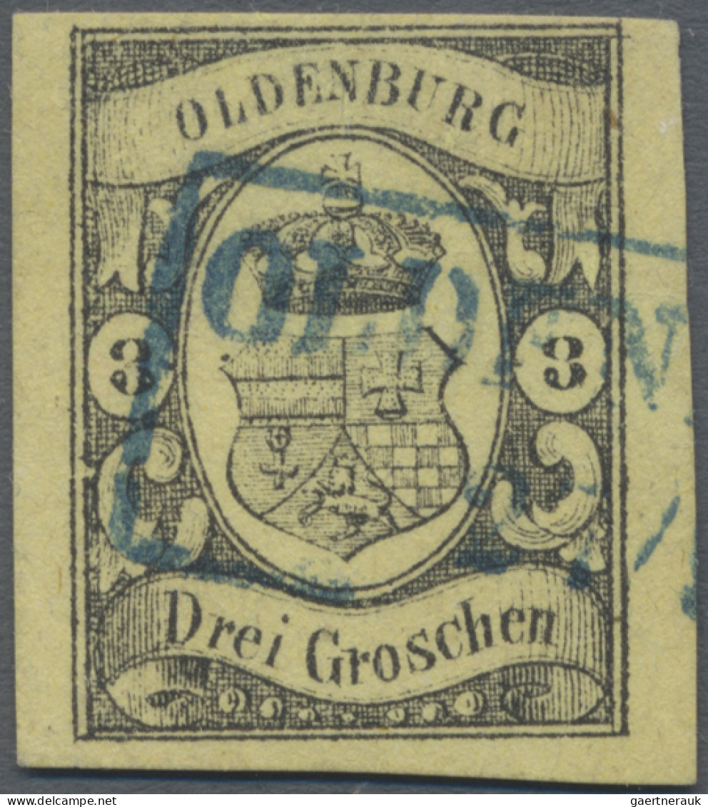 Oldenburg - Marken Und Briefe: 1859, 3 Gr Schwarz Auf Graugelb, Farbfrisches Und - Oldenbourg