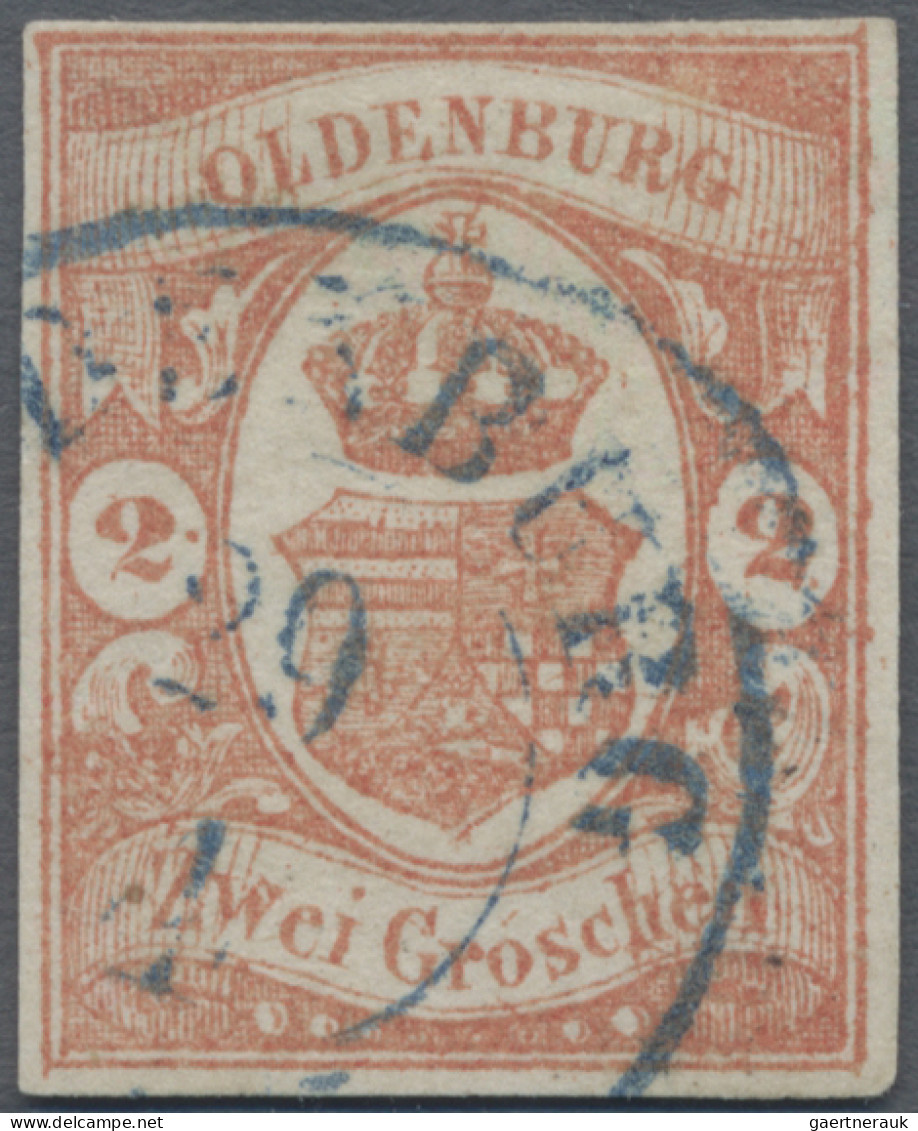 Oldenburg - Marken Und Briefe: 1861, 2 Gr Zinnoberrot, Entwertet Mit Blauem K2 " - Oldenbourg
