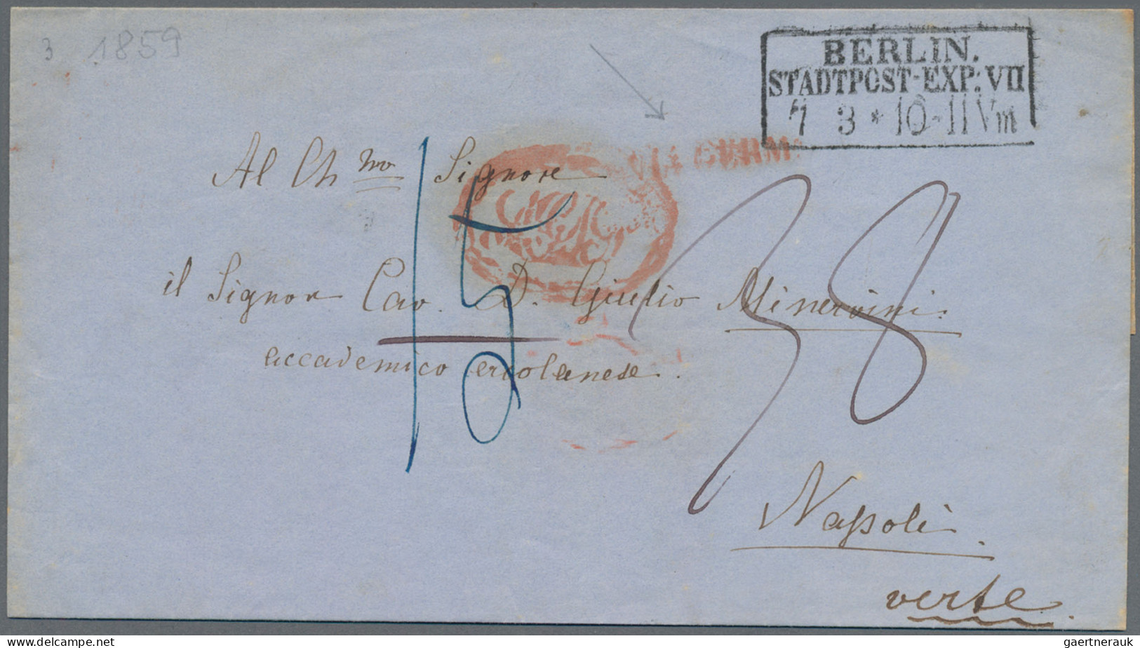 Preußen - Vorphilatelie: 1859, Teilfrankierter Brief (Berlin - Oderberg - Wien - - Vorphilatelie