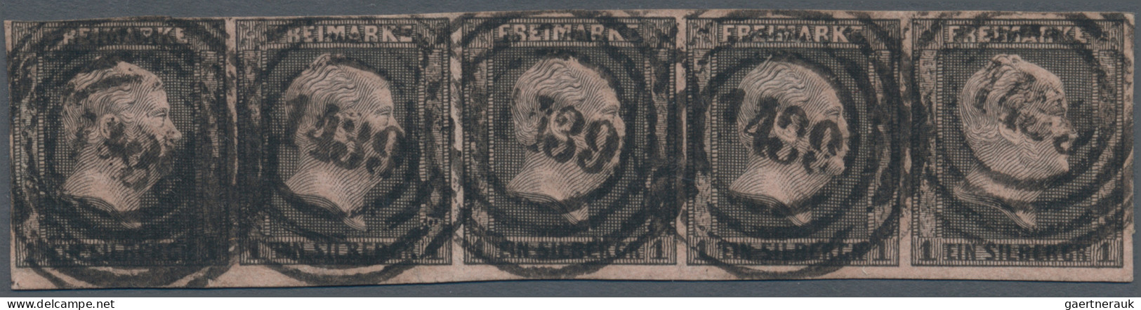 Preußen - Marken Und Briefe: 1850, 1 Sgr. Schwarz Auf Rosa, Waagerechter Fünfers - Autres & Non Classés