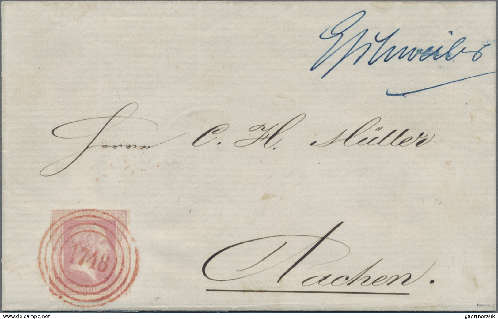 Preußen - Marken Und Briefe: 1857, 1 Sgr Karminrosa übergehend Entwertet Mit Sel - Other & Unclassified