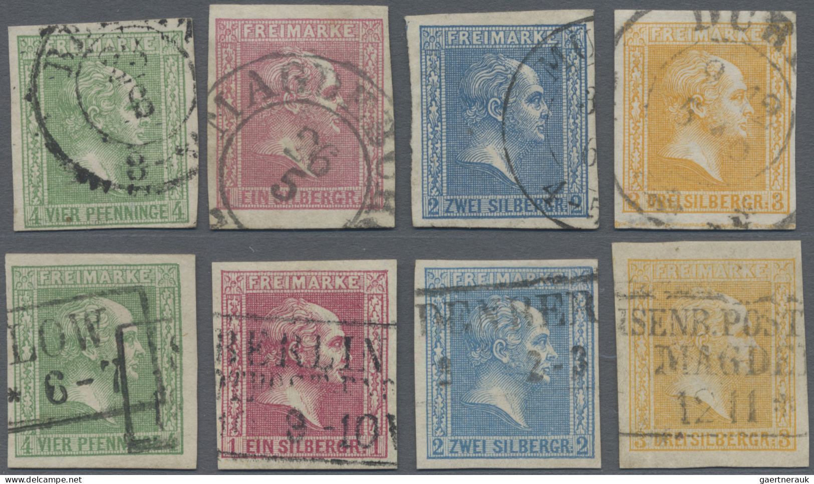 Preußen - Marken Und Briefe: 1858, 4 Pfg., 1 Sgr., 2 Sgr. Bzw. 3 Sgr. Je Auf Nor - Autres & Non Classés
