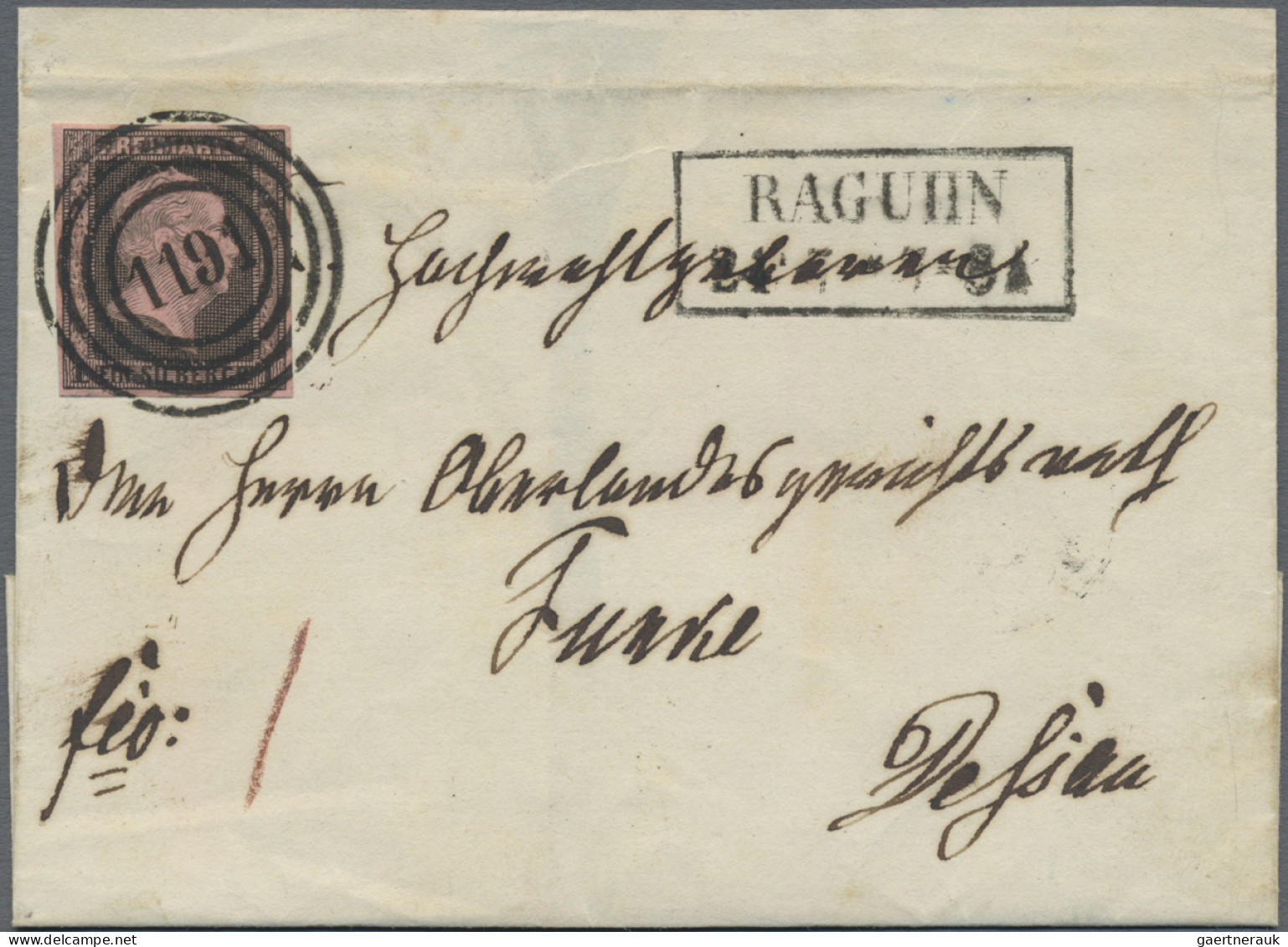 Preußen - Nummernstempel: 1191 - RAGUHN, Zentriert Bzw. Klar Auf 1 Sgr., Brief ( - Otros & Sin Clasificación