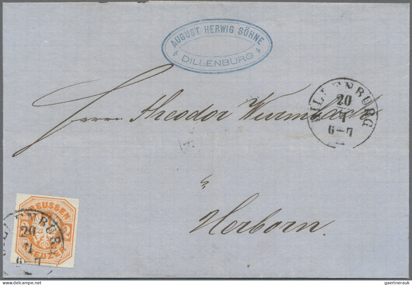 Preußen - Ortsstempel: 1867, Freimarke 2 Kr Orange Mit Sauberem K1 "DILLENBURG 2 - Other & Unclassified