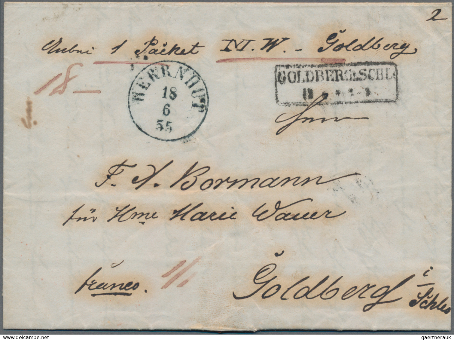 Sachsen - Vorphilatelie: 1855, Markenloser Franco-Paketbegleitbrief Mit Vorderse - Vorphilatelie