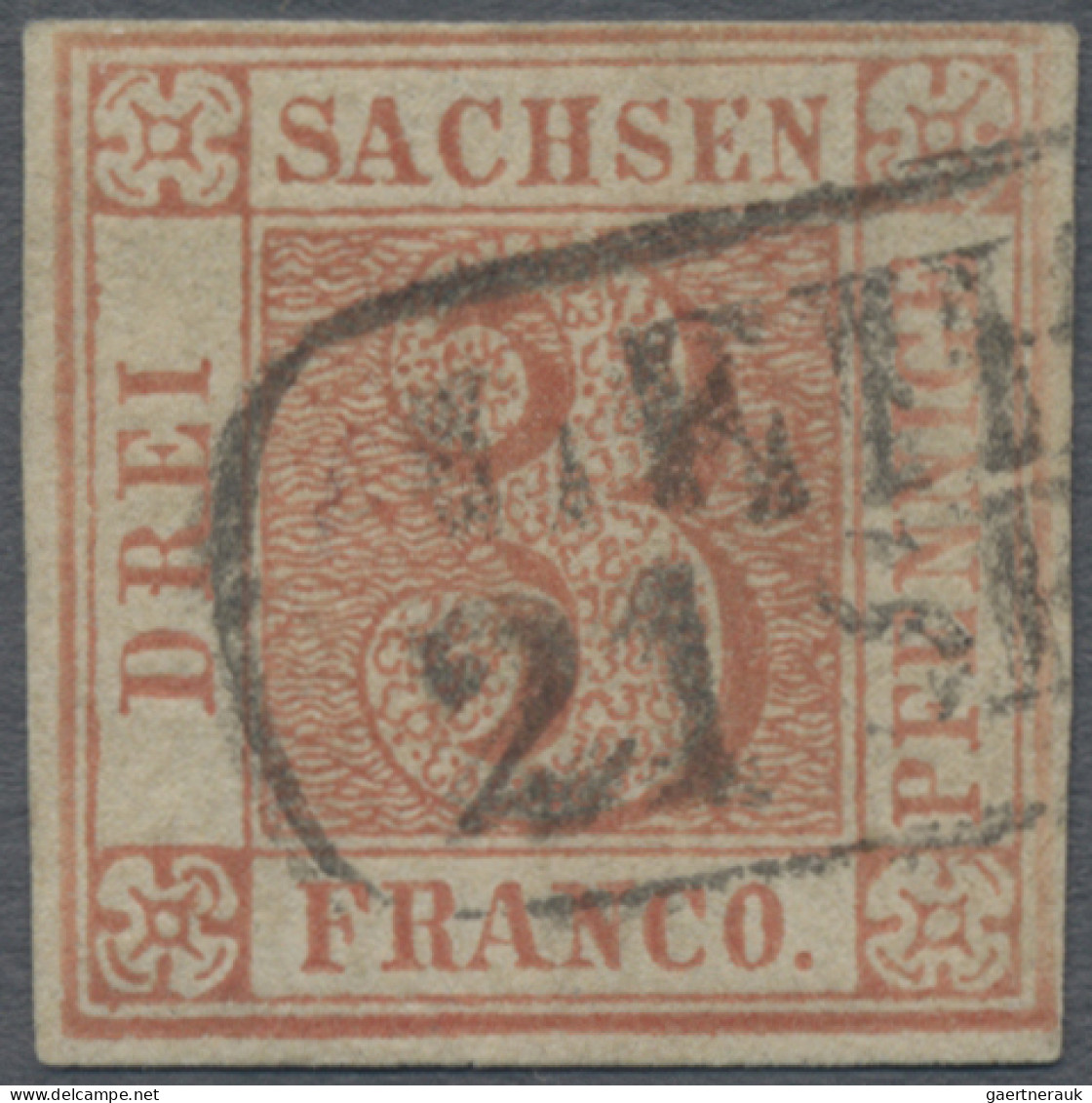 Sachsen - Marken Und Briefe: 1850, 3 Pfennige Lebhaftrot, Platte III, Position 1 - Sachsen