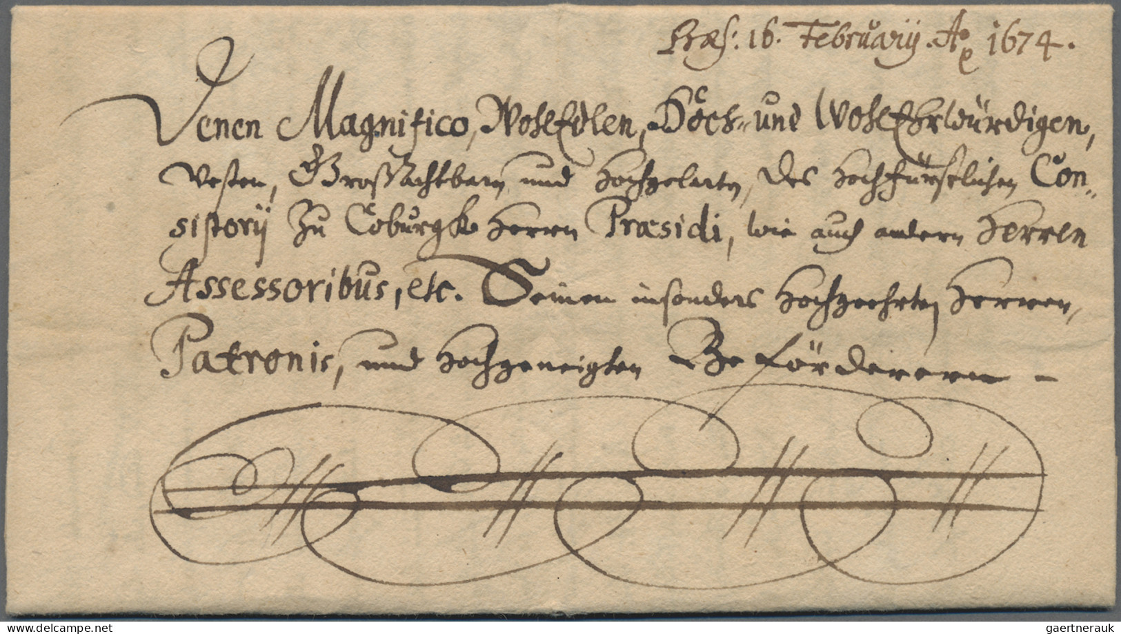 Thurn & Taxis - Vorphilatelie: 1674, Dekorativer Kompletter Faltbrief Von Effeld - Préphilatélie