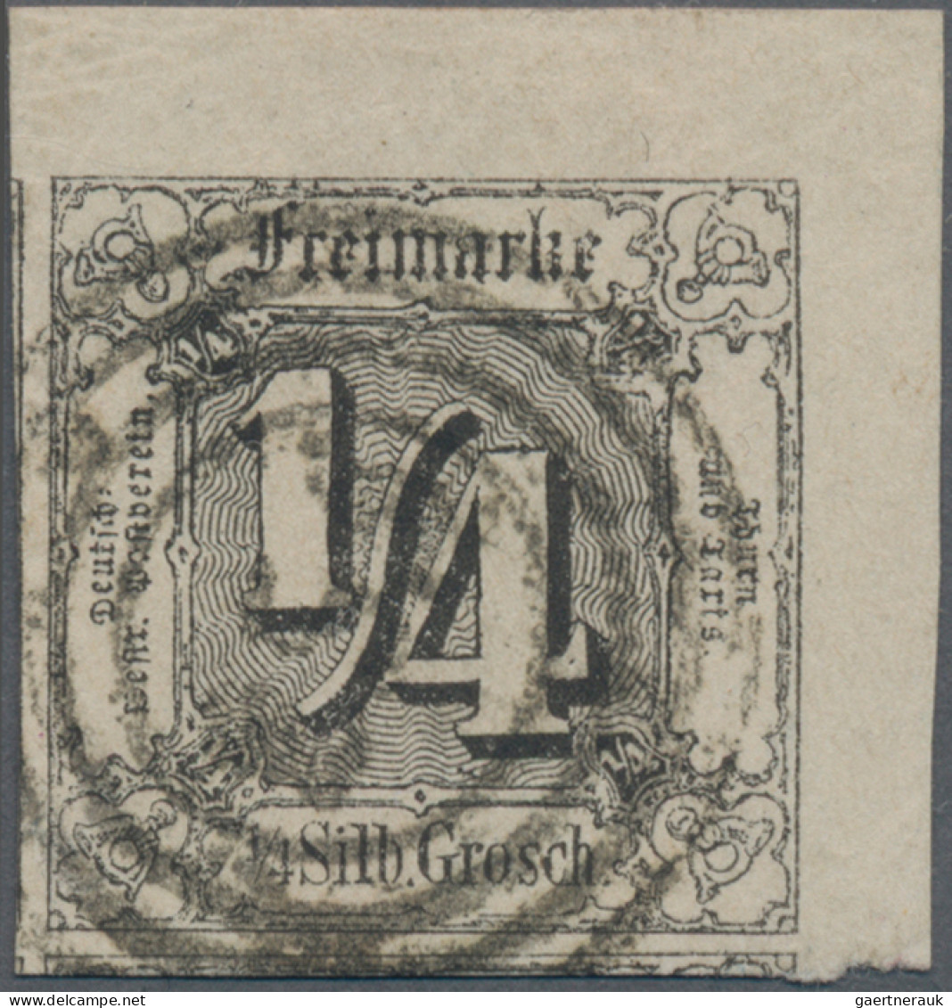 Thurn & Taxis - Marken Und Briefe: 1864, ¼ Sgr. Schwarz, Farbfrisches, Allseits - Autres & Non Classés