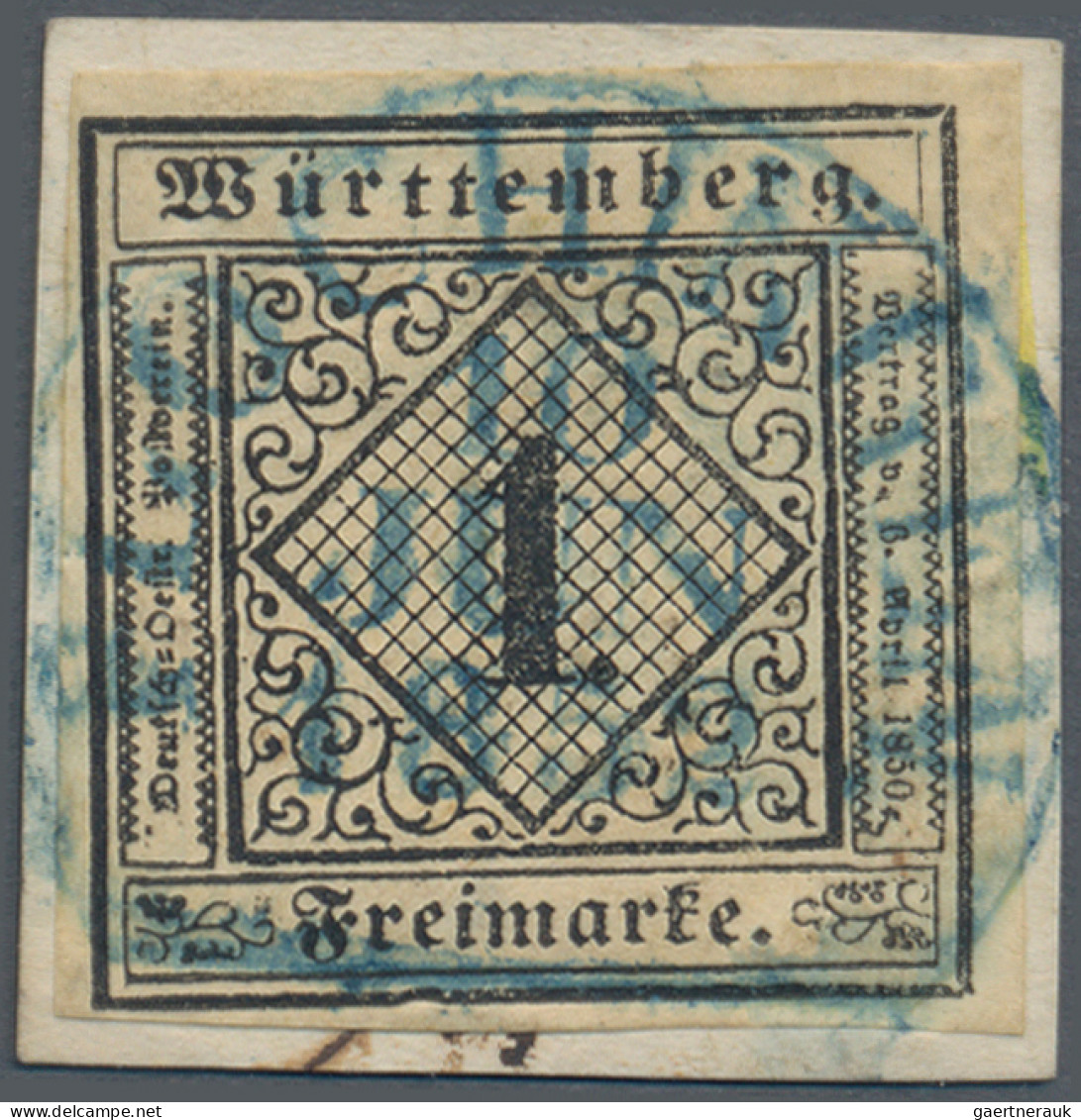 Württemberg - Marken Und Briefe: 1851, 1 Kr. Schwarz Auf Hellsämisch, Prachtbrie - Other & Unclassified