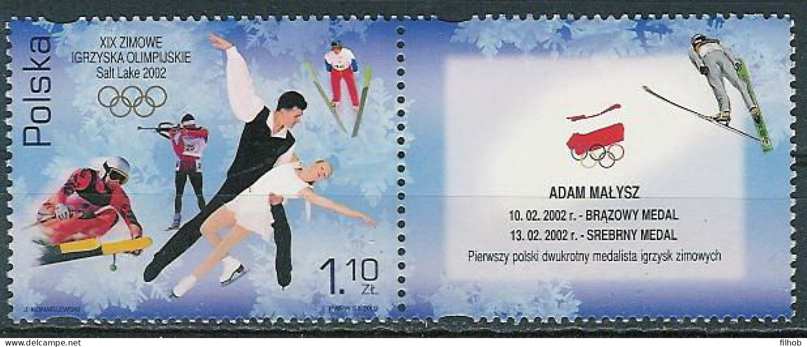 Poland Stamps MNH ZC.3802 PwP: Sport Olympic Games Salt Lake City (labR) - Ungebraucht