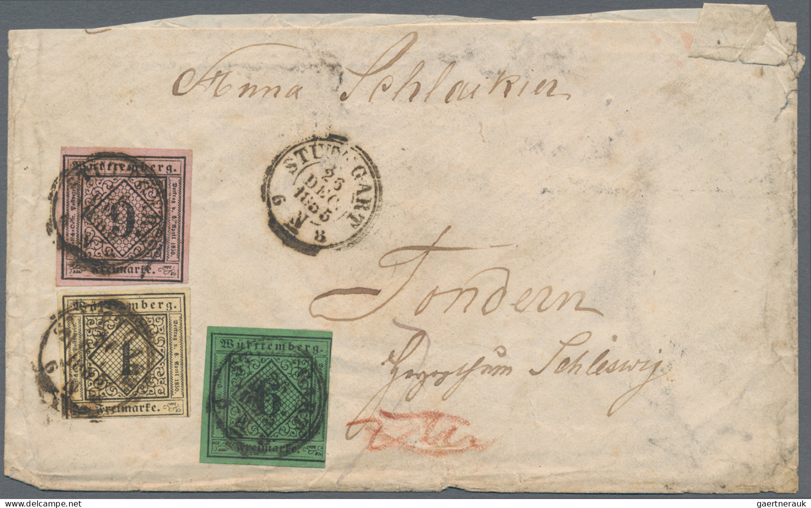 Württemberg - Marken Und Briefe: 1851, 1 Kr. Schwarz Auf Altelfenbein, 6 Kr. Sch - Andere & Zonder Classificatie