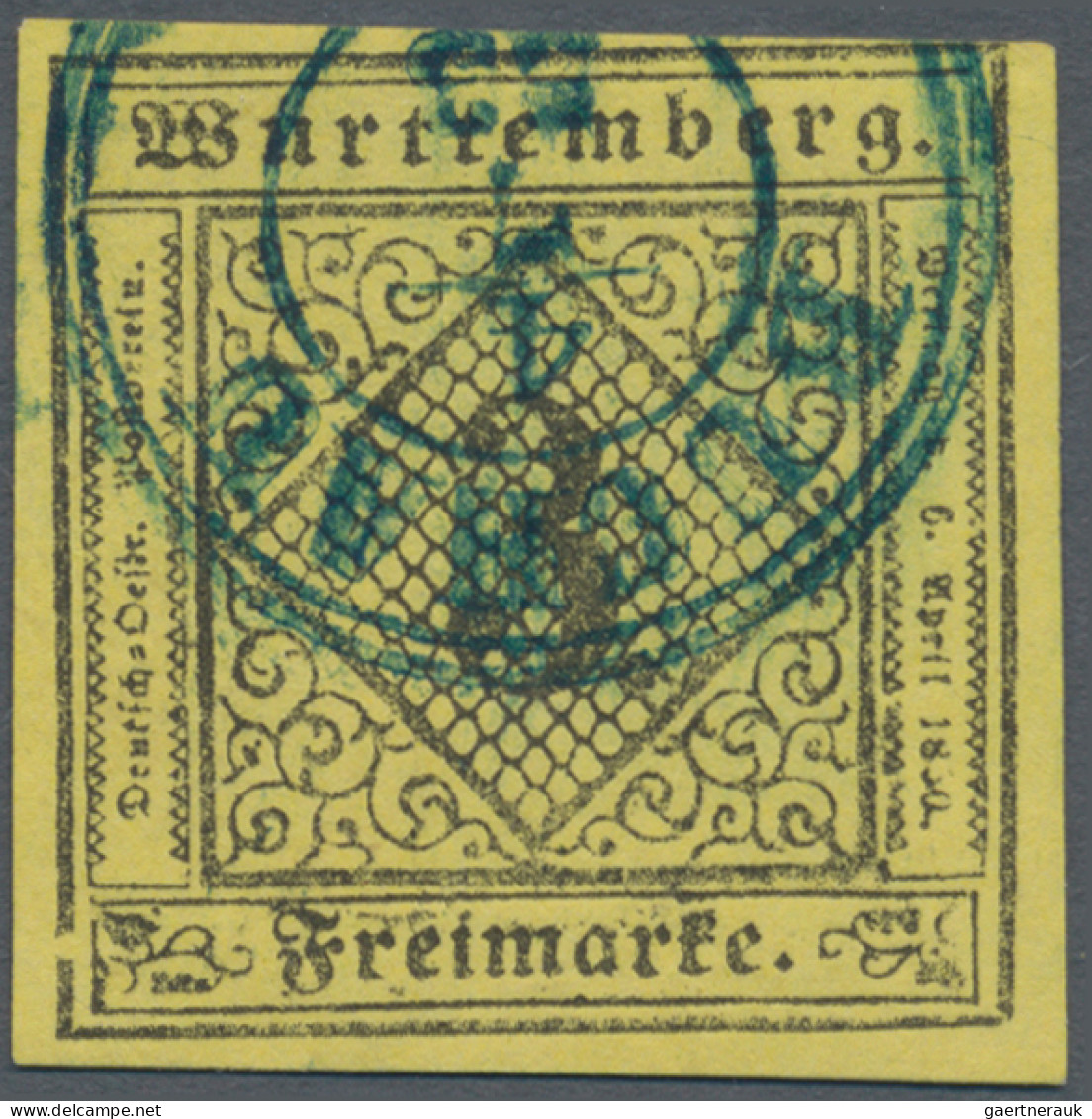 Württemberg - Marken Und Briefe: 1851, 3 Kr. Schwarz Auf Hellgelb, Type I Mit Pl - Andere & Zonder Classificatie