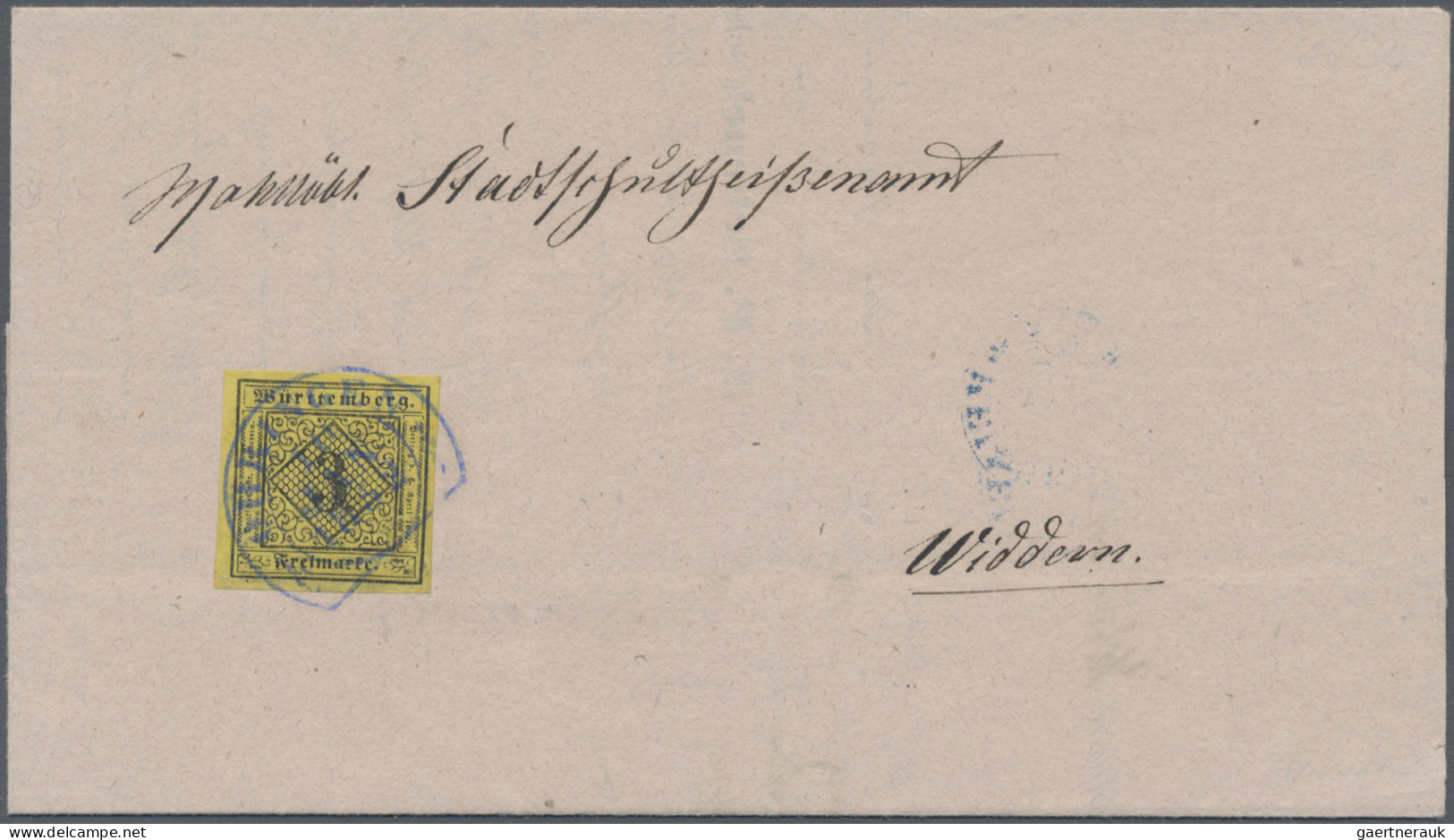 Württemberg - Marken Und Briefe: 1851, 3 Kr. Schwarz Auf Hellgelb, Type I, Klein - Other & Unclassified