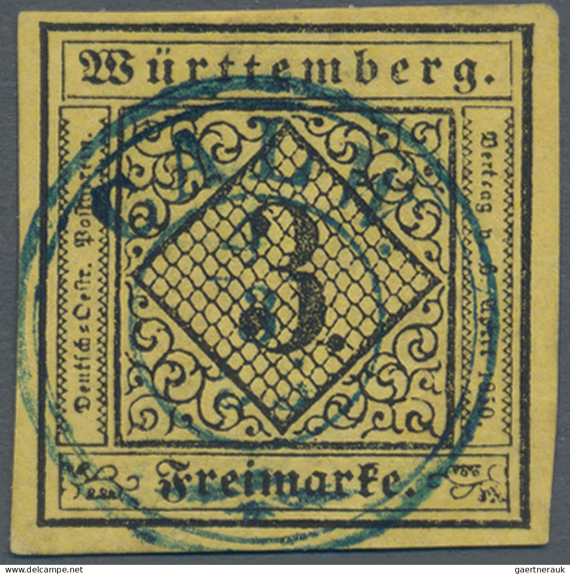 Württemberg - Marken Und Briefe: 1851, 3 Kr. Schwarz Auf Dunkelgelb, Zwei Exempl - Autres & Non Classés