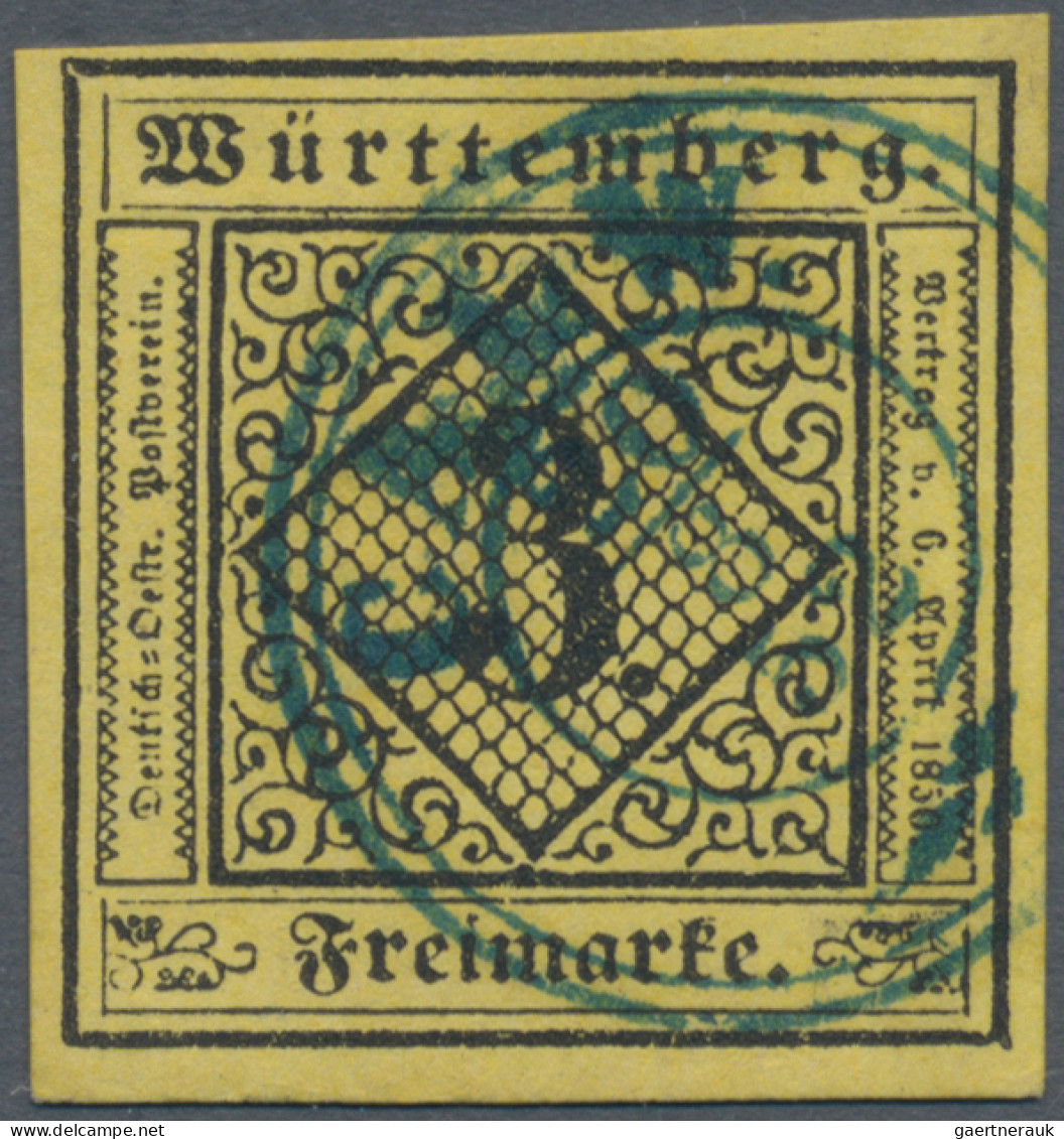 Württemberg - Marken Und Briefe: 1851, 3 Kr. Schwarz Auf Dunkelgelb, Zwei Exempl - Andere & Zonder Classificatie