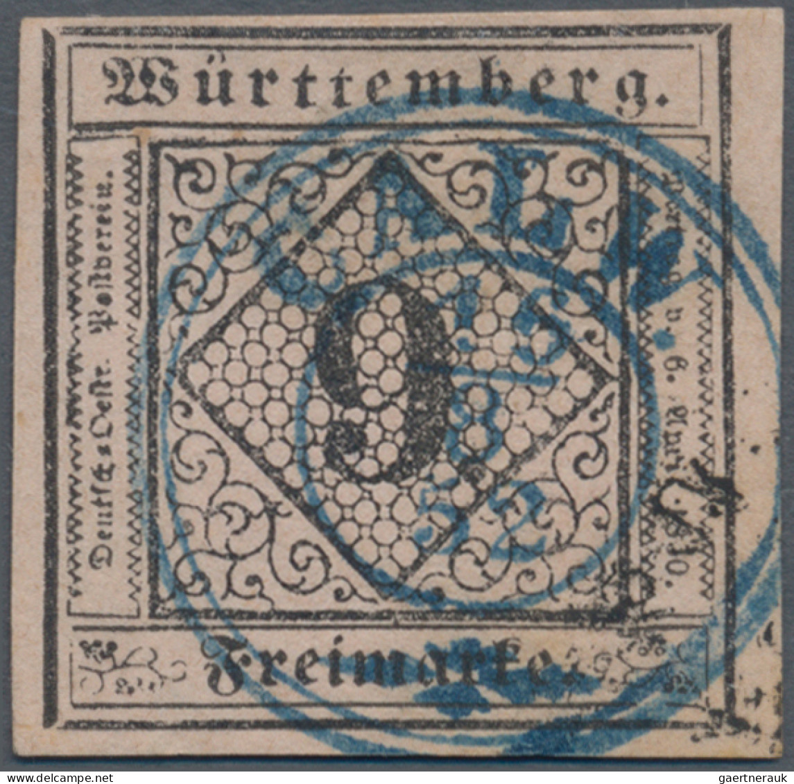 Württemberg - Marken und Briefe: 1851, 3 Kr. schwarz auf dunkelgelb, zwei Exempl