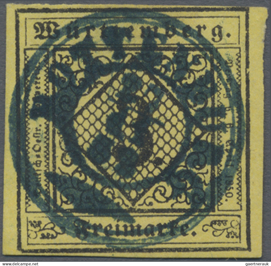 Württemberg - Marken Und Briefe: 1851, 3 Kr. Schwarz Auf Dunkelgelb, Type IVb, M - Other & Unclassified