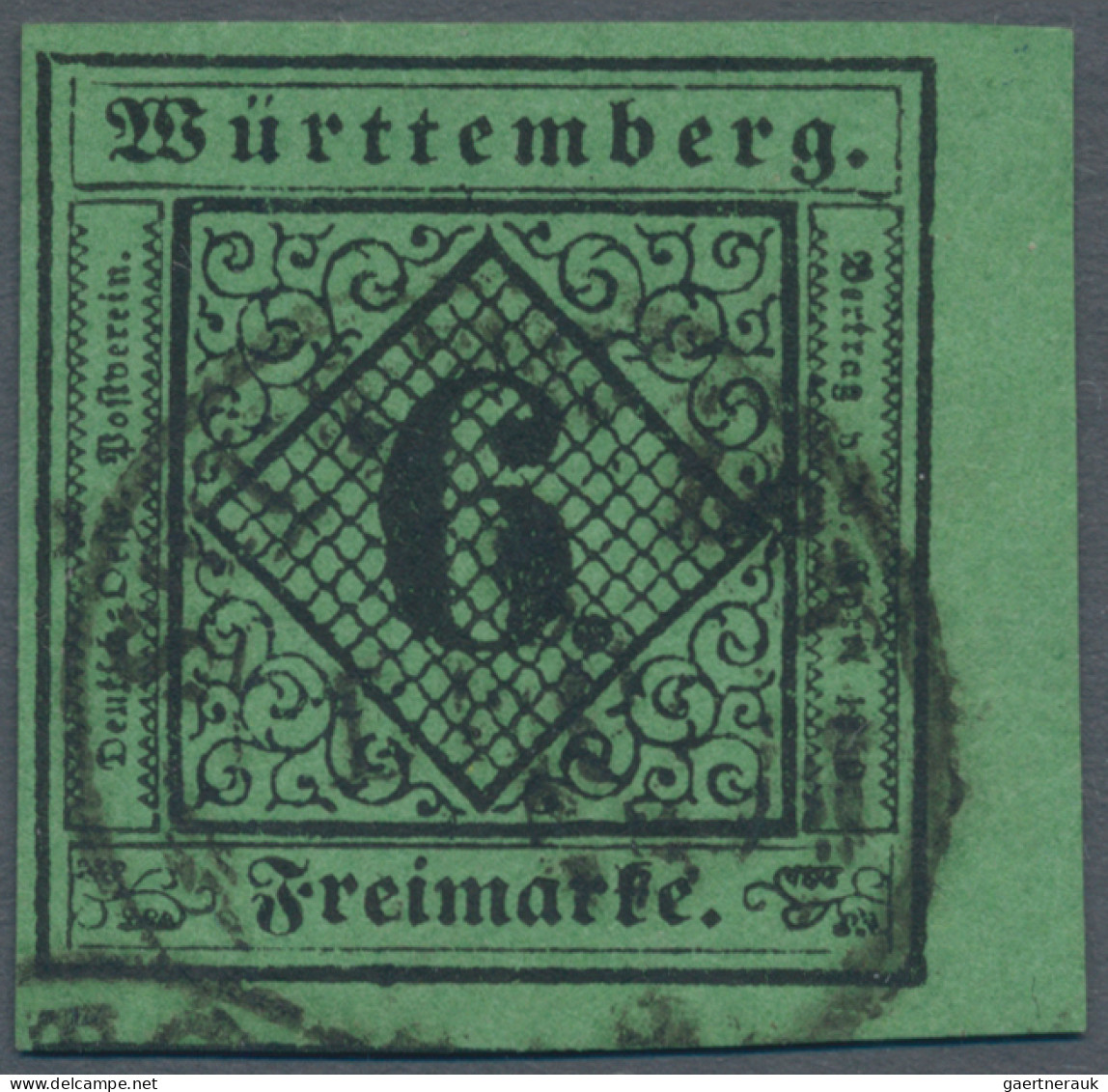Württemberg - Marken Und Briefe: 1851, 3 Kr. Schwarz Auf Hellgelb, Seidenpapier, - Andere & Zonder Classificatie
