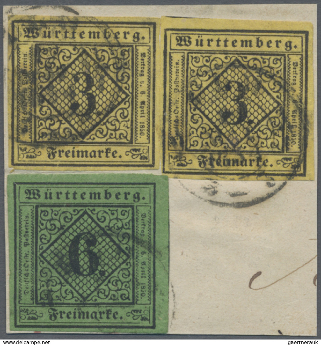 Württemberg - Marken Und Briefe: 1851, 3 Kr. Schwarz Auf Gelb, Type V, Zwei Exem - Sonstige & Ohne Zuordnung