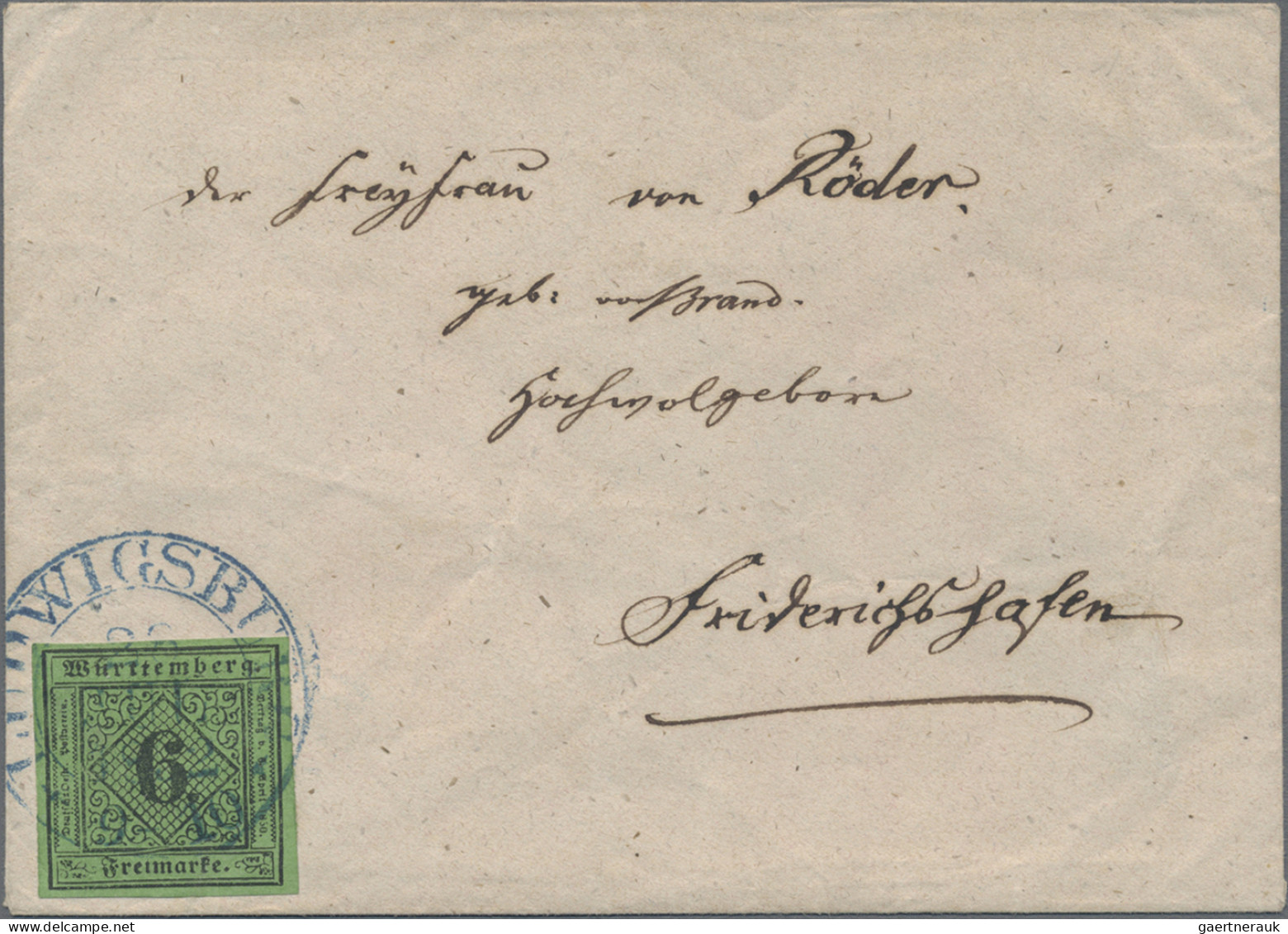 Württemberg - Marken Und Briefe: 1852, 6 Kr Schwarz Auf Gelbgrün, Auf Brief, übe - Other & Unclassified