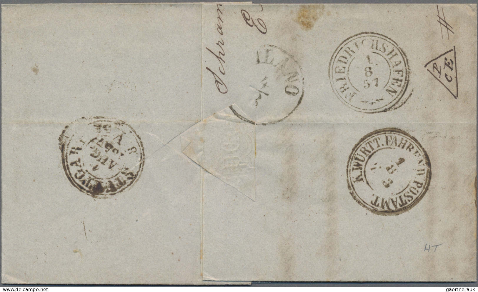 Württemberg - Marken Und Briefe: 1857, 6 Kr. Schwarz Auf Blaugrün, Zwei Farbfris - Other & Unclassified