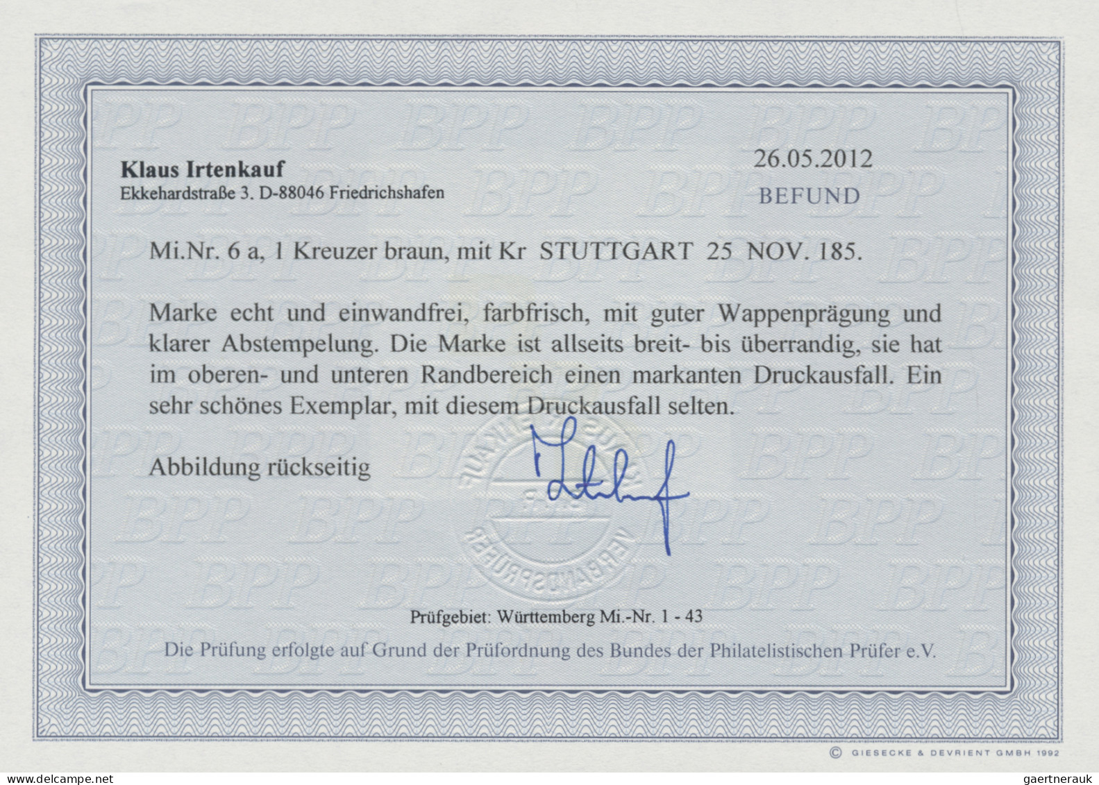 Württemberg - Marken Und Briefe: 1857, 1 Kr Braun, Breit Bis überrandig Geschnit - Sonstige & Ohne Zuordnung