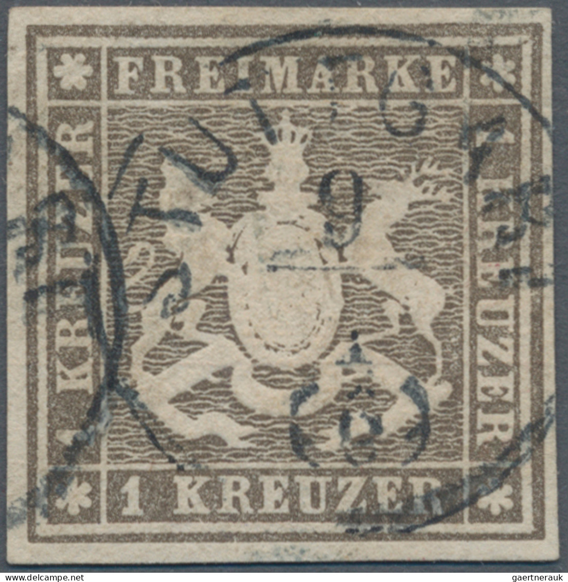 Württemberg - Marken Und Briefe: 1857, 1 Kr. Hellgraubraun, Amtlicher Neudruck, - Andere & Zonder Classificatie